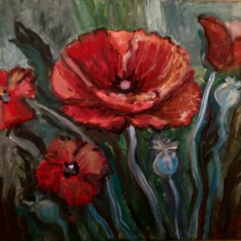 Painting titled "Poppies" by Angelė Drėgvienė, Original Artwork, Acrylic