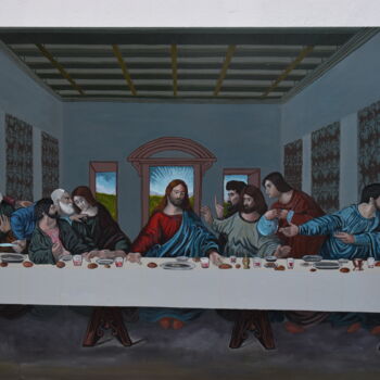 Pittura intitolato "jesus painting" da Joky, Opera d'arte originale, Olio