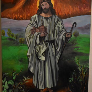 Painting titled "peinture jesus le s…" by Joky, Original Artwork, Oil