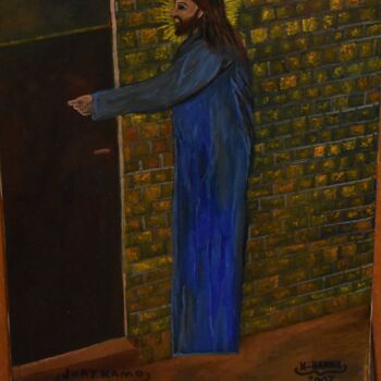 Painting titled "Jésus bate la porte…" by Joky, Original Artwork, Oil