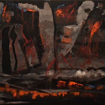 Malerei mit dem Titel "abstraite visages,…" von Joky, Original-Kunstwerk, Öl