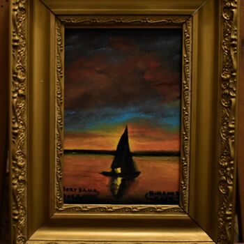Painting titled "Sunset painting in…" by Joky, Original Artwork, Oil