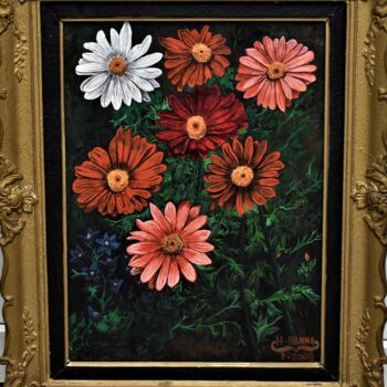 Pittura intitolato "flowers painting, b…" da Joky, Opera d'arte originale, Olio