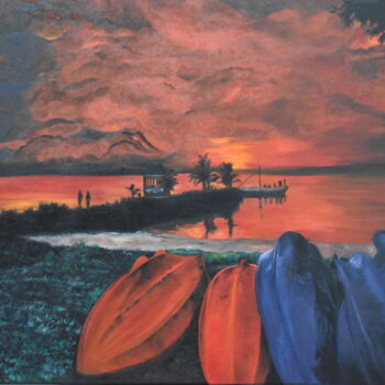 Schilderij getiteld "peinture paysage co…" door Joky, Origineel Kunstwerk, Olie