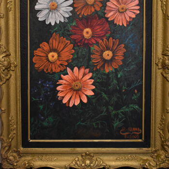 Painting titled "peinture fleur" by Joky, Original Artwork, Oil