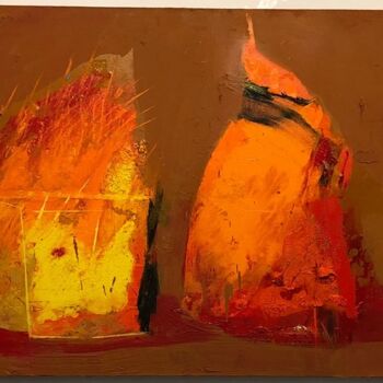 Pittura intitolato "ogień" da Jolanta Caban, Opera d'arte originale, Olio