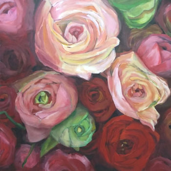 Painting titled "pivoines.jpg" by Jolie Art, Original Artwork, Acrylic