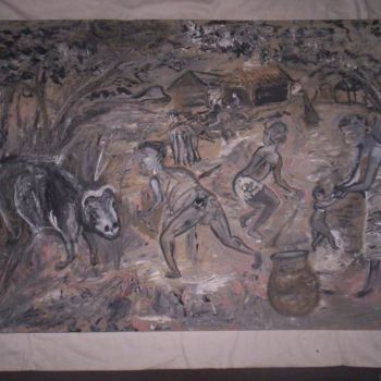 Painting titled "Le Roi Ghézo et le…" by Maurice Nounon, Original Artwork, Oil