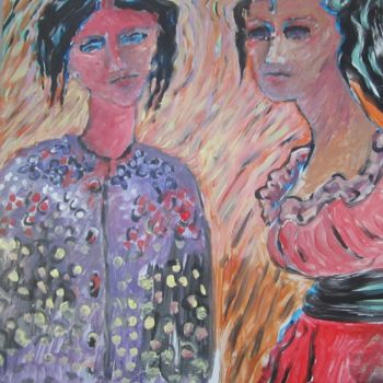 Painting titled "Les deux femmes" by Jomaray, Original Artwork, Acrylic