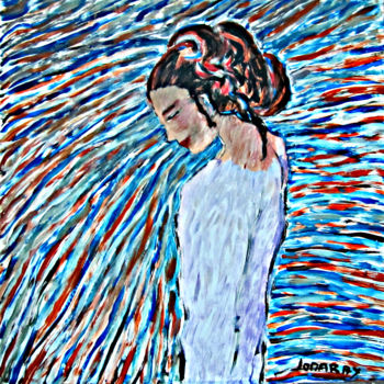 Peinture intitulée "La femme au chignon" par Jomaray, Œuvre d'art originale, Acrylique