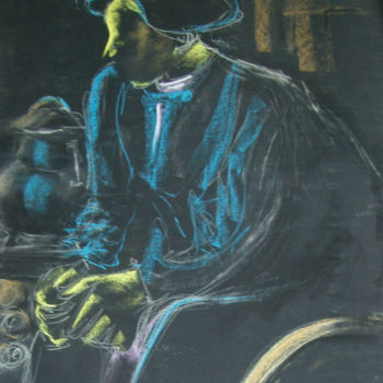 Картина под названием "lhomme-au-beret.jpg" - Jomaray, Подлинное произведение искусства, Пастель