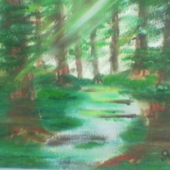 Painting titled "Pinetree III" by Jo Mari, Original Artwork, Oil