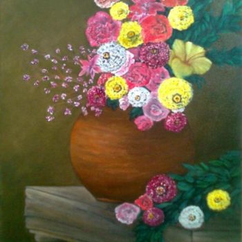 Malerei mit dem Titel "Flower 4" von Jo Mari, Original-Kunstwerk, Öl