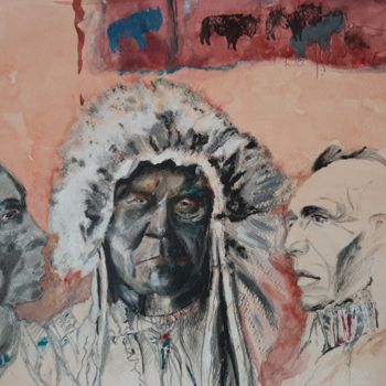 Malarstwo zatytułowany „Indiens d'Amérique” autorstwa Jocelyne Larralde, Oryginalna praca, Akryl