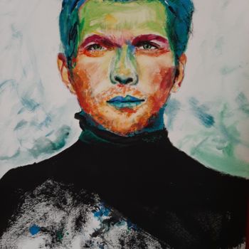 Painting titled "David Bowie" by Jocelyne Larralde, Original Artwork, Watercolor