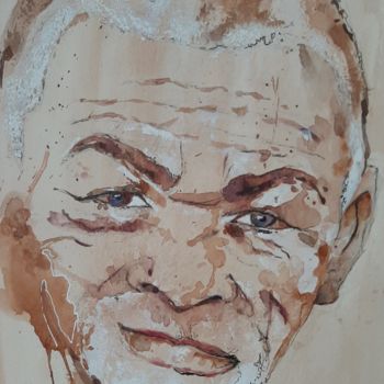 Pintura intitulada "Vieil homme" por Jocelyne Larralde, Obras de arte originais, Aquarela