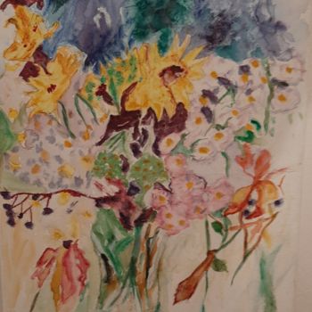 Painting titled "Composition florale" by Jocelyne Larralde, Original Artwork, Watercolor