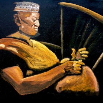 "AFRICAN HARP" başlıklı Tablo Jomu Paints tarafından, Orijinal sanat, Akrilik Ahşap Sedye çerçevesi üzerine monte edilmiş