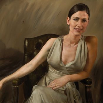Peinture intitulée "Portrait of woman w…" par Jon Bøe Paulsen, Œuvre d'art originale, Huile