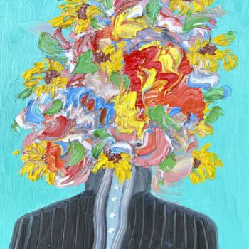 제목이 "Self Portrait Under…"인 미술작품 Jon Parlangeli로, 원작, 기름 나무 들것 프레임에 장착됨