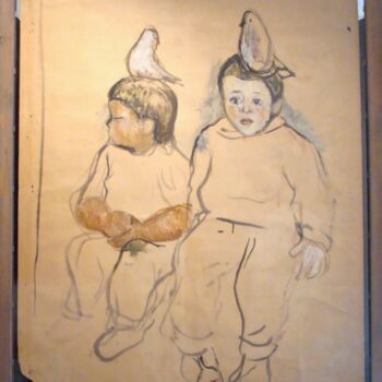 Drawing titled "Pascal et Manuel au…" by Jon Von, Original Artwork, Other