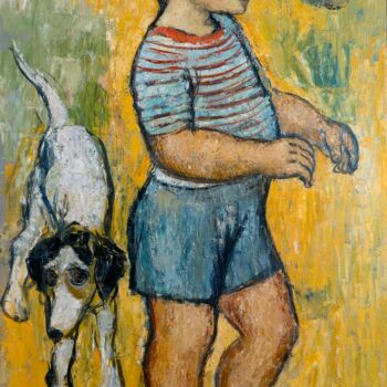 Pittura intitolato "Manuel au chien" da Jon Von, Opera d'arte originale
