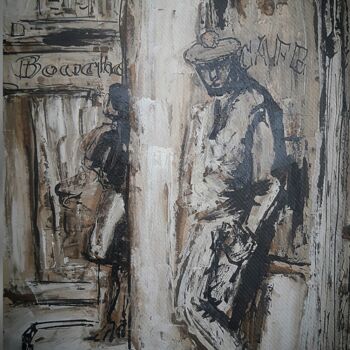 Peinture intitulée "rencard noir" par Jonas Abdias, Œuvre d'art originale, Peinture vitrail