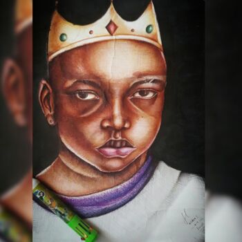 Painting titled "petit king" by Jonas Abdias, Original Artwork, Ballpoint pen