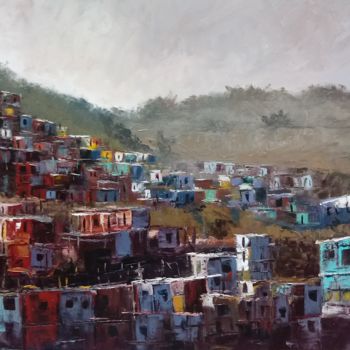 Peinture intitulée "Favela Brasil" par Jonas Matos, Œuvre d'art originale