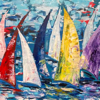 Peinture intitulée "Sailing /Segelboote…" par Olya Jonas, Œuvre d'art originale, Acrylique