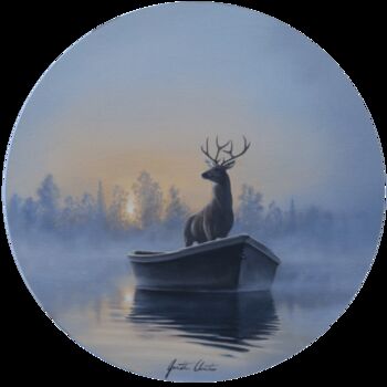 Painting titled "Absence" by Jonathan Cloutier, Original Artwork, Oil Mounted on Wood Stretcher frame