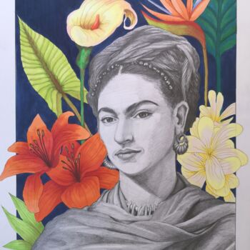 Desenho intitulada "Frida Kahlo" por Jonathan Da Silva, Obras de arte originais, Lápis