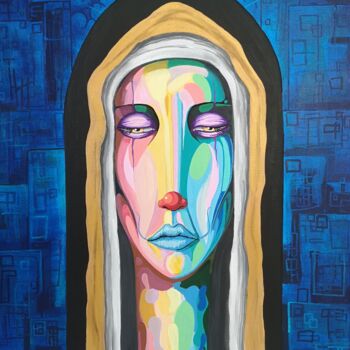 Schilderij getiteld "La nonne" door Jonathan Da Silva, Origineel Kunstwerk, Acryl