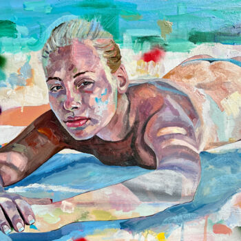 "Victoria Sunbathing" başlıklı Tablo Jonathan Mcafee tarafından, Orijinal sanat, Petrol