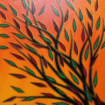 Pintura titulada "Végétation colorée" por Jonathan Pradillon, Obra de arte original, Acrílico Montado en Bastidor de camilla…