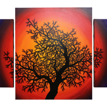 Painting titled "Silhouette d'arbre…" by Jonathan Pradillon, Original Artwork, Acrylic Mounted on Wood Stretcher frame