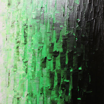 Schilderij getiteld "Fondu vert" door Jonathan Pradillon, Origineel Kunstwerk, Acryl Gemonteerd op Frame voor houten brancard