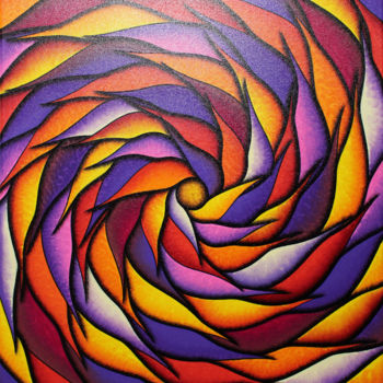 Painting titled "Spirale rougeoyante…" by Jonathan Pradillon, Original Artwork, Acrylic Mounted on Wood Stretcher frame