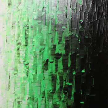 Painting titled "Fondu vert." by Jonathan Pradillon, Original Artwork, Acrylic Mounted on Wood Stretcher frame