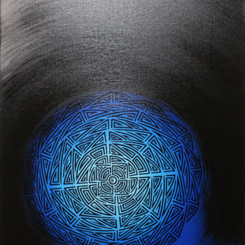 绘画 标题为“Lune tribal.” 由Jonathan Pradillon, 原创艺术品, 丙烯 安装在纸板上