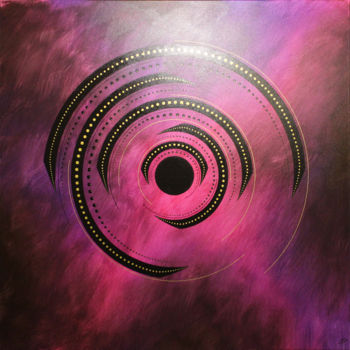 Painting titled "Rotation rose" by Jonathan Pradillon, Original Artwork, Acrylic Mounted on Wood Stretcher frame