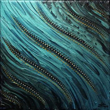Картина под названием "Fluide bleu claire…" - Jonathan Pradillon, Подлинное произведение искусства, Акрил Установлен на Дере…