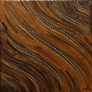 Painting titled "Fluide marron" by Jonathan Pradillon, Original Artwork, Acrylic Mounted on Wood Stretcher frame