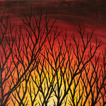 Painting titled "Branches." by Jonathan Pradillon, Original Artwork, Acrylic Mounted on Wood Stretcher frame