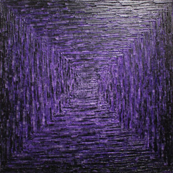 「Dégradé carré violet」というタイトルの絵画 Jonathan Pradillonによって, オリジナルのアートワーク, アクリル ウッドストレッチャーフレームにマウント