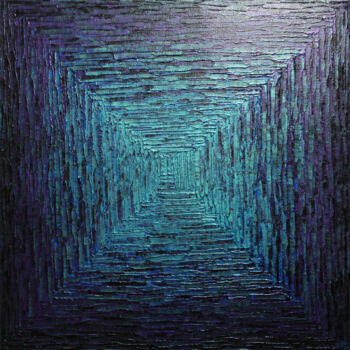 Pittura intitolato "Dégradé carré bleu…" da Jonathan Pradillon, Opera d'arte originale, Acrilico Montato su Telaio per barel…