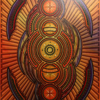 Painting titled "Cycle chaleureux" by Jonathan Pradillon, Original Artwork, Acrylic Mounted on Wood Stretcher frame