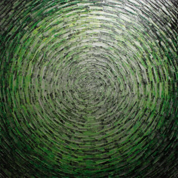 Painting titled "Éclat argent vert." by Jonathan Pradillon, Original Artwork, Acrylic Mounted on Wood Stretcher frame