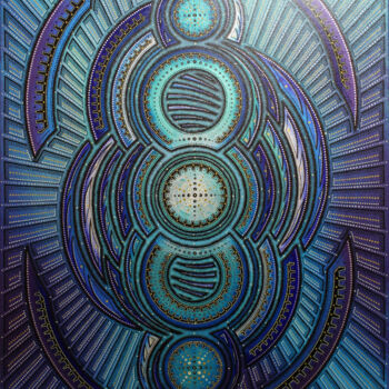 Malarstwo zatytułowany „Cycle bleu iridesce…” autorstwa Jonathan Pradillon, Oryginalna praca, Akryl Zamontowany na Drewniana…