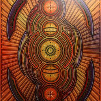 Painting titled "Cycle chaleureux." by Jonathan Pradillon, Original Artwork, Acrylic Mounted on Wood Stretcher frame